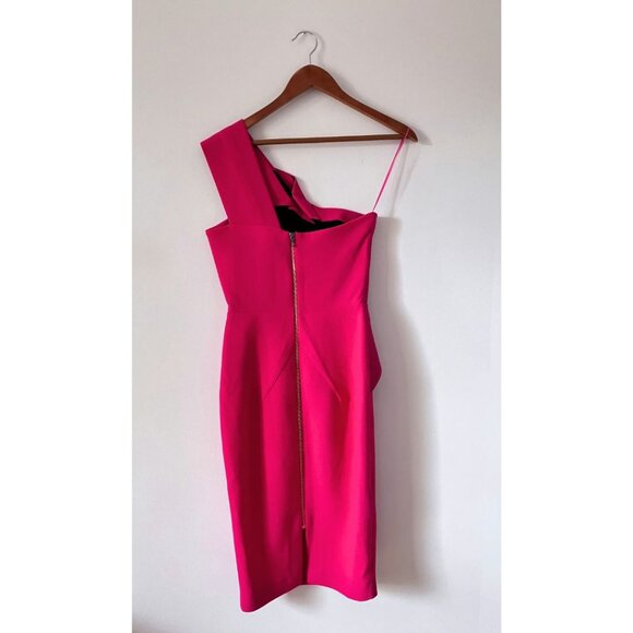 Roland Mouret Lyford One-Shoulder Midi Dress Magenta Size 4 - Picture 5 of 12